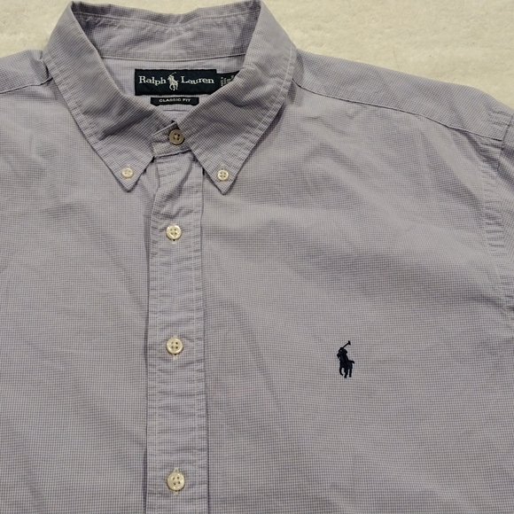 Ralph Lauren 18/xxl long sleeve button down shirt light blue pattern - Picture 1 of 8